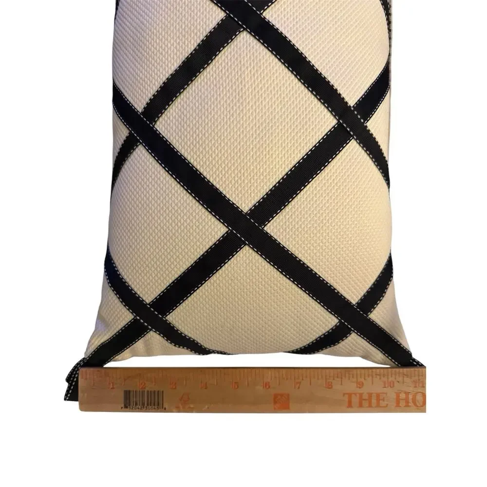 Eastern Accents Throw Pillows Ivory w Black Ribbon Rectangular $270 Made USA